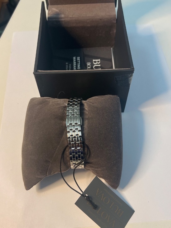 Brand New Bulova Silver-Tone Stainless Steel Watch | Black Dial & Crystal Accent main image 4